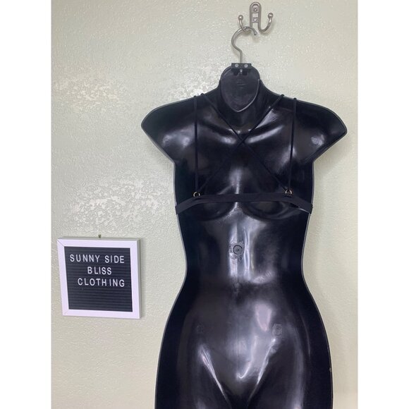 Sam Edelman Black Strappy Cutout Wireless Bralette Top Women’s Size Small - Picture 3 of 7